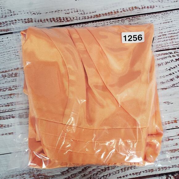 Shoshanna Y2K Orange Sherbert Pleated Mini Dress 2 Shimmer One Shoulder Glam Lux - Picture 13 of 13